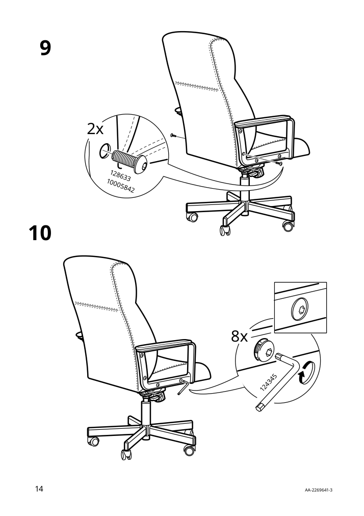 Assembly instructions for IKEA Millberget swivel chair murum beige | Page 14 - IKEA MALM/MILLBERGET / BILLY/OXBERG desk and storage combination 794.363.77