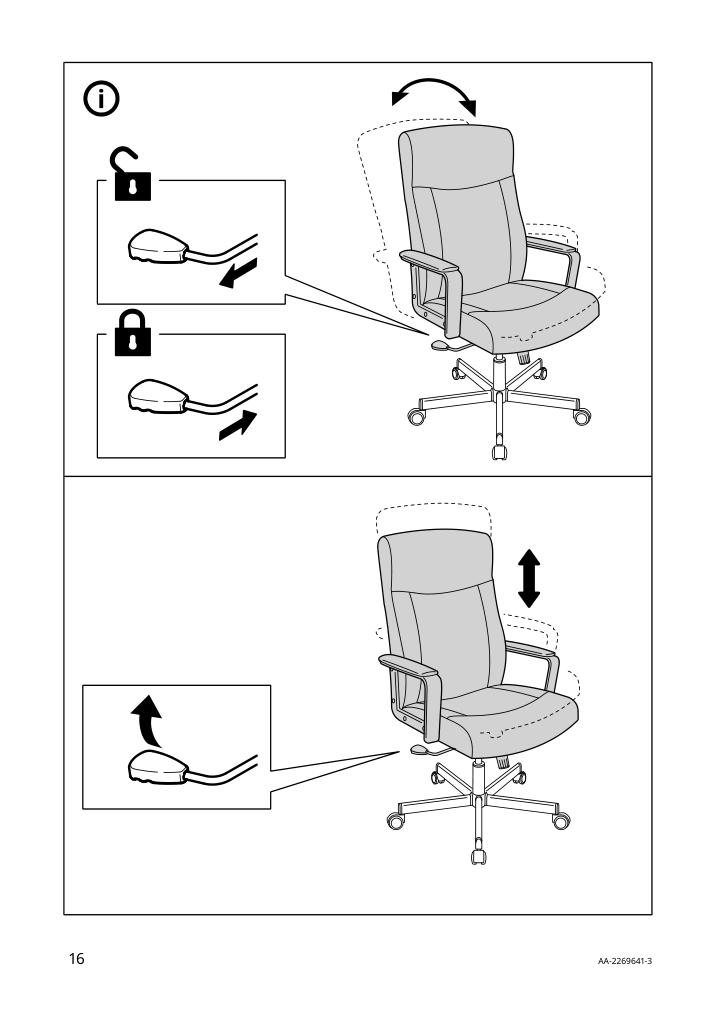 Assembly instructions for IKEA Millberget swivel chair murum beige | Page 16 - IKEA MALM/MILLBERGET / BILLY/OXBERG desk and storage combination 794.363.77