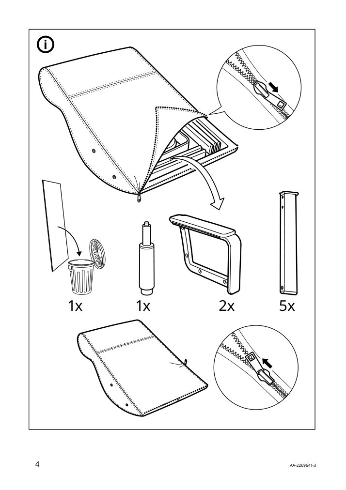 Assembly instructions for IKEA Millberget swivel chair murum beige | Page 4 - IKEA MALM/MILLBERGET / BILLY/OXBERG desk and storage combination 794.363.77