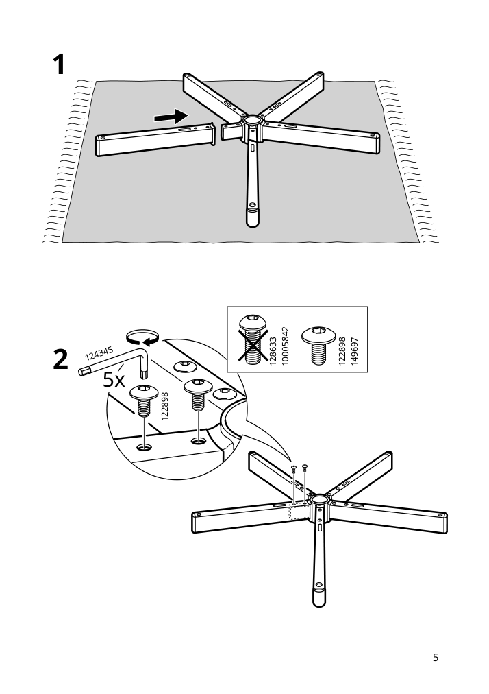 Assembly instructions for IKEA Millberget swivel chair murum beige | Page 5 - IKEA MALM/MILLBERGET / BILLY/OXBERG desk and storage combination 794.363.77