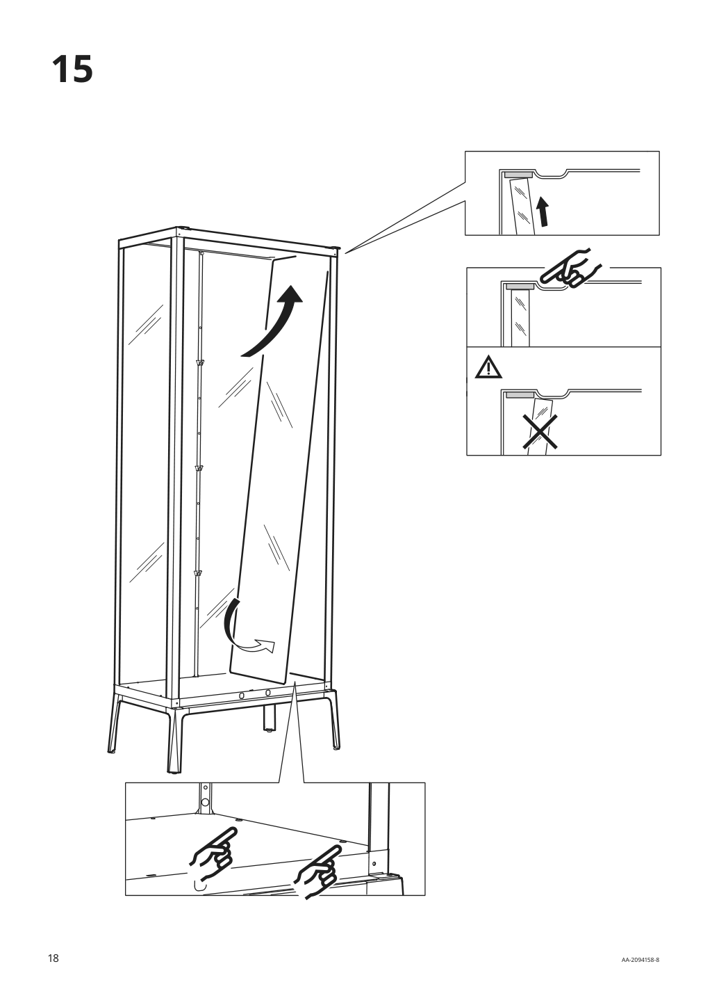 Assembly instructions for IKEA Milsbo glass door cabinet white | Page 18 - IKEA MILSBO glass-door cabinet 003.964.16