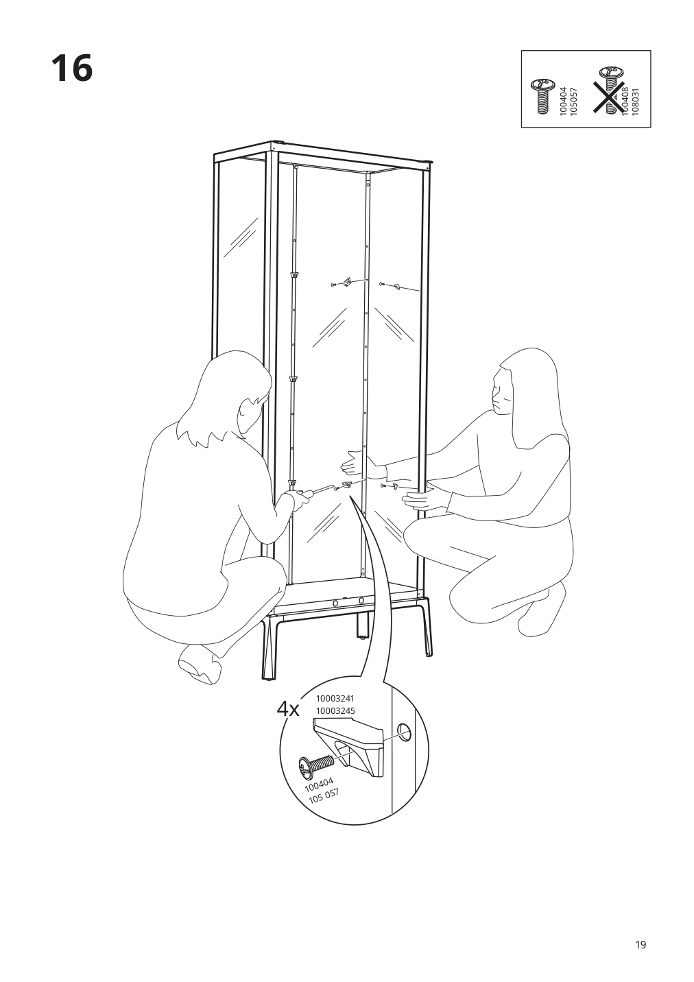 Assembly instructions for IKEA Milsbo glass door cabinet white | Page 19 - IKEA MILSBO glass-door cabinet 003.964.16