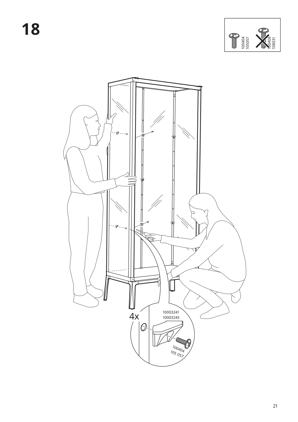 Assembly instructions for IKEA Milsbo glass door cabinet white | Page 21 - IKEA MILSBO glass-door cabinet 003.964.16