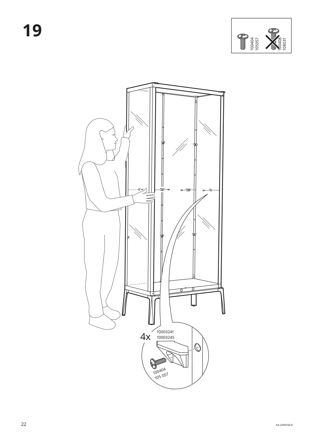 Assembly instructions for IKEA Milsbo glass door cabinet white | Page 22 - IKEA MILSBO glass-door cabinet 003.964.16