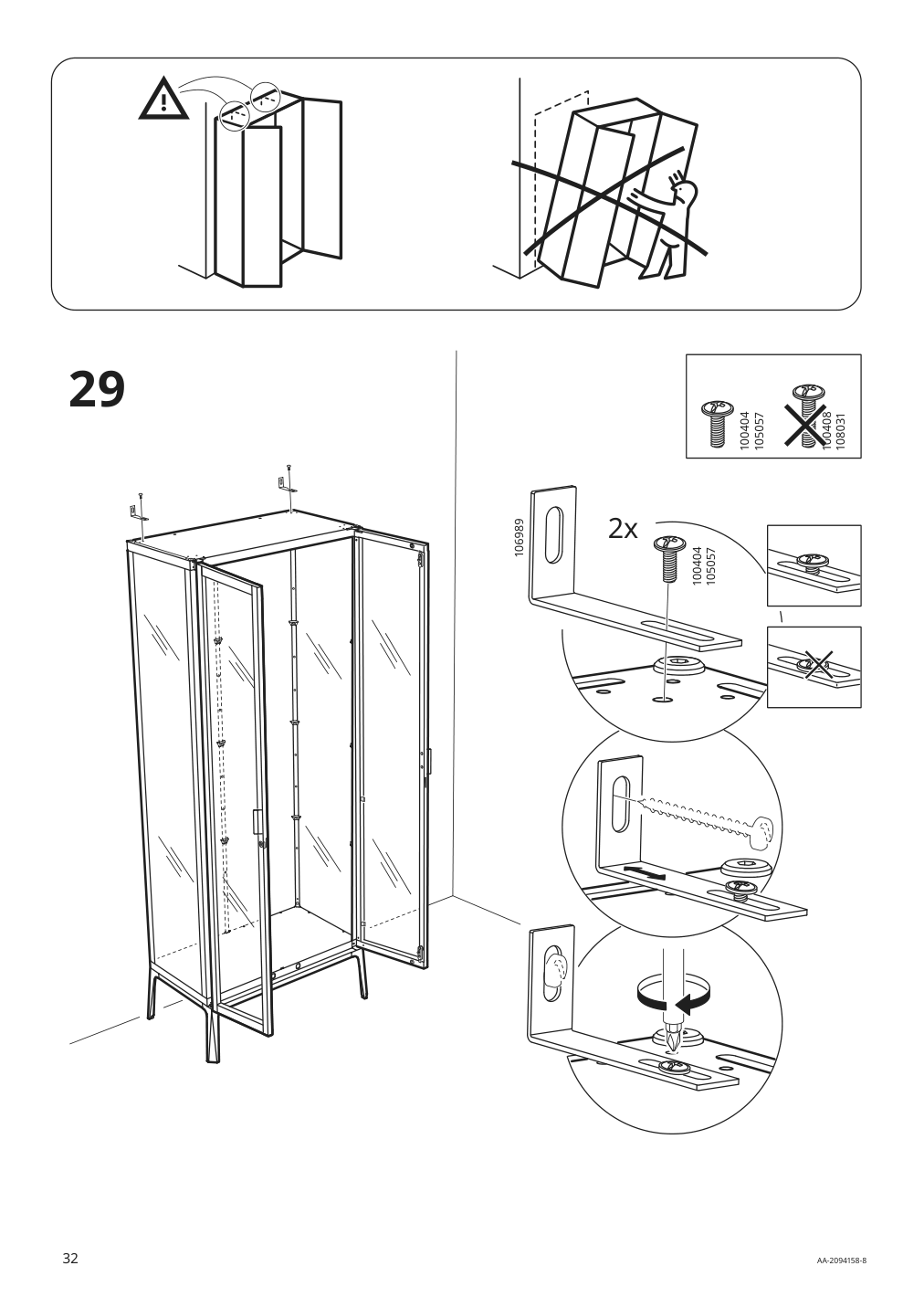 Assembly instructions for IKEA Milsbo glass door cabinet white | Page 32 - IKEA MILSBO glass-door cabinet 003.964.16