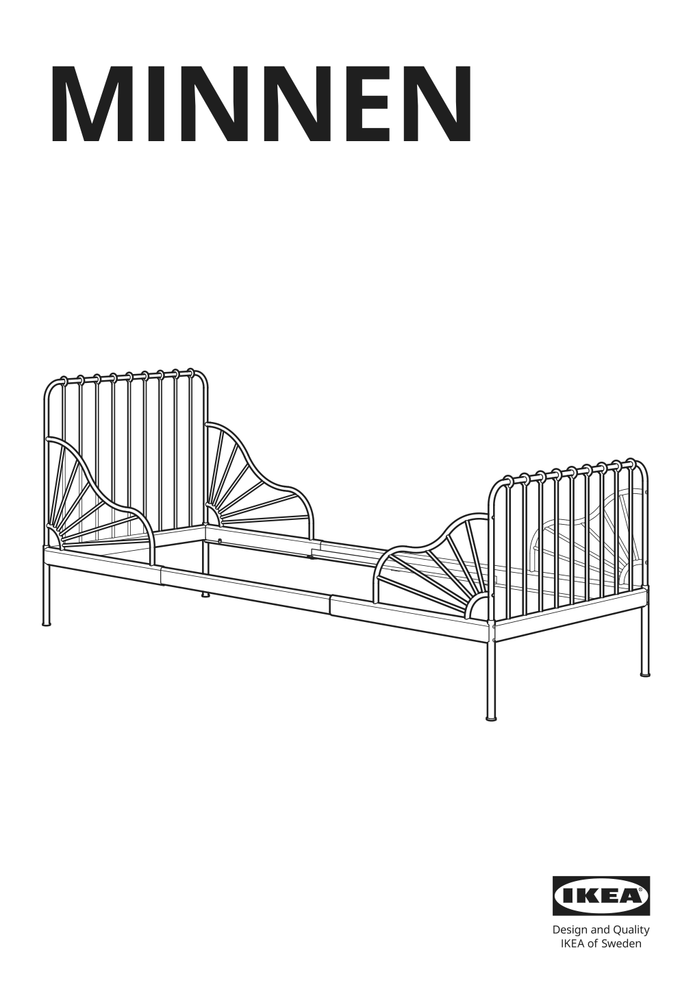 Assembly instructions for IKEA Minnen extendable bed frame white | Page 1 - IKEA MINNEN ext bed frame with slatted bed base 291.239.58