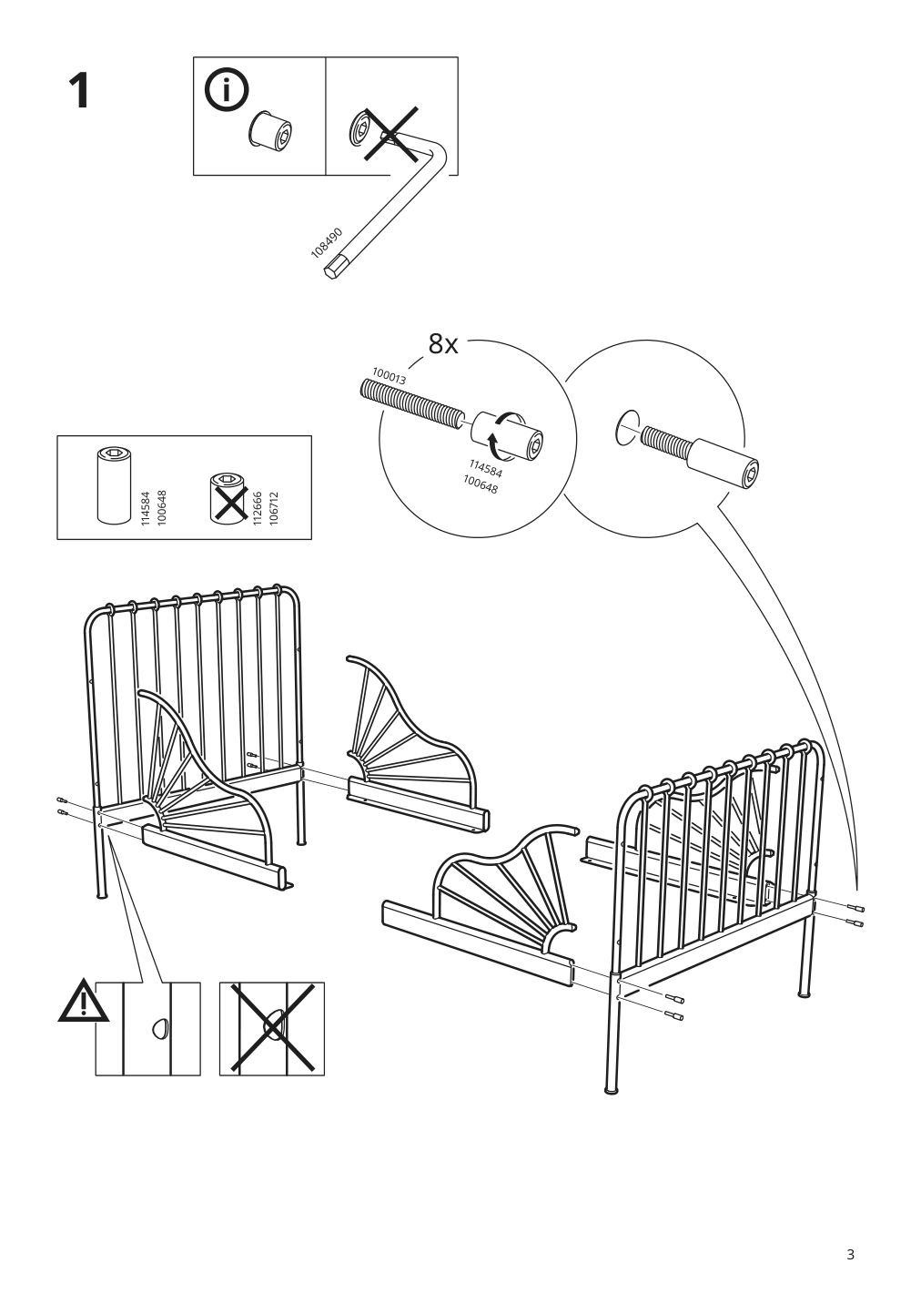 Assembly instructions for IKEA Minnen extendable bed frame white | Page 3 - IKEA MINNEN ext bed frame with slatted bed base 291.239.58