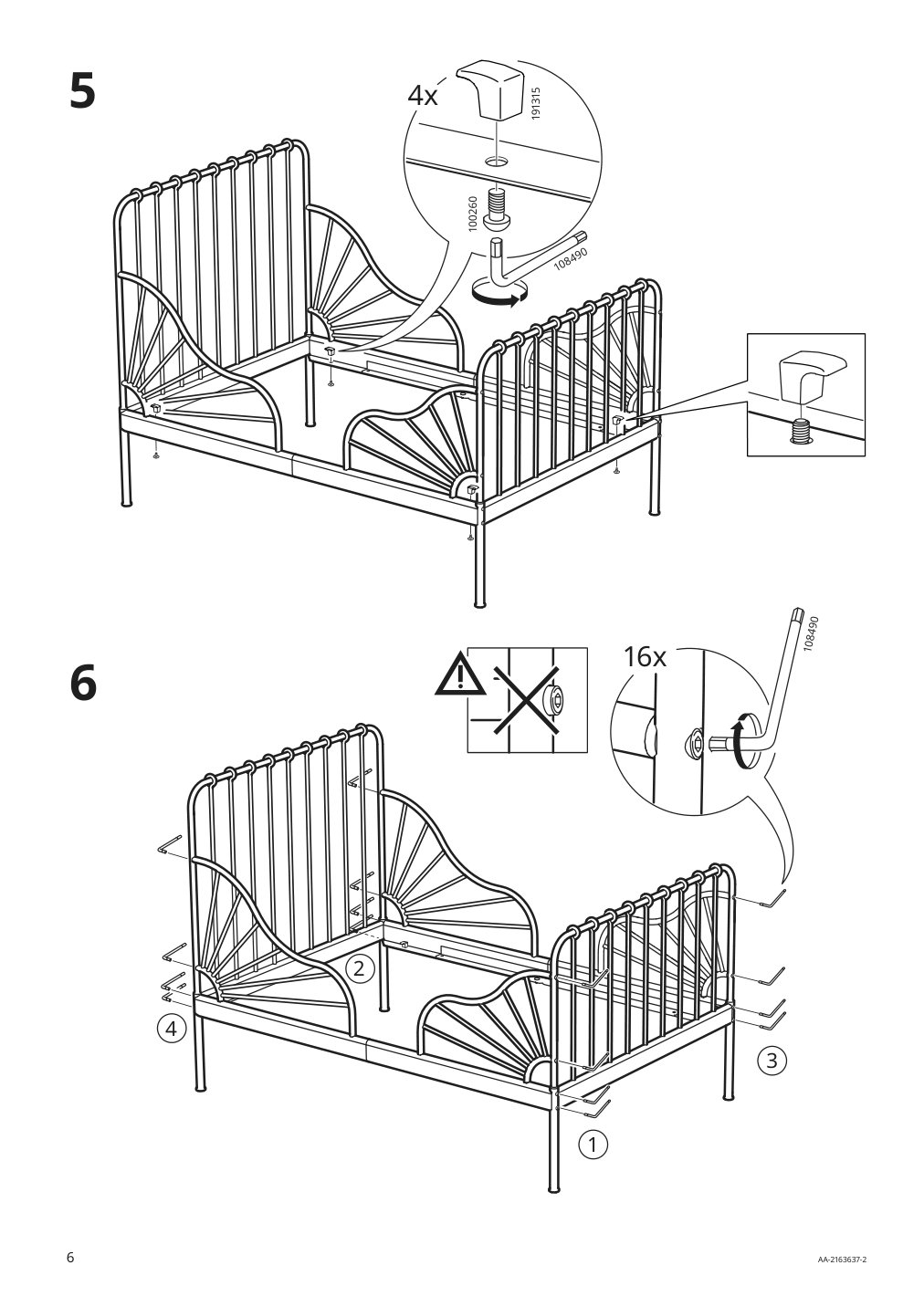 Assembly instructions for IKEA Minnen extendable bed frame white | Page 6 - IKEA MINNEN ext bed frame with slatted bed base 291.239.58