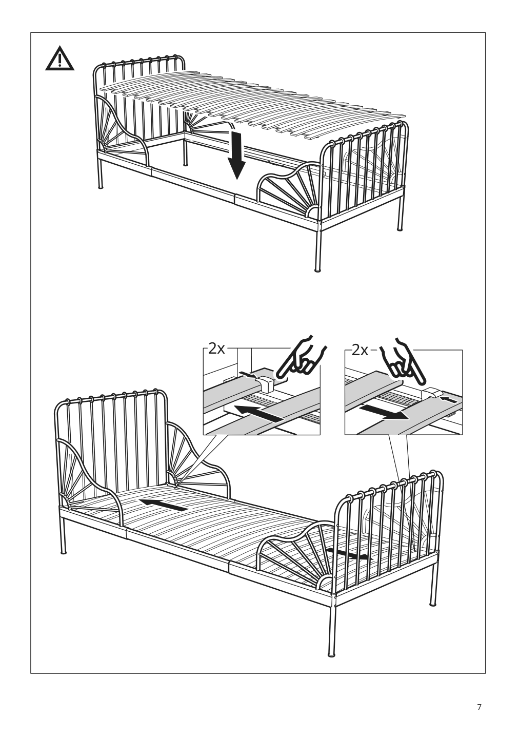 Assembly instructions for IKEA Minnen extendable bed frame white | Page 7 - IKEA MINNEN ext bed frame with slatted bed base 291.239.58