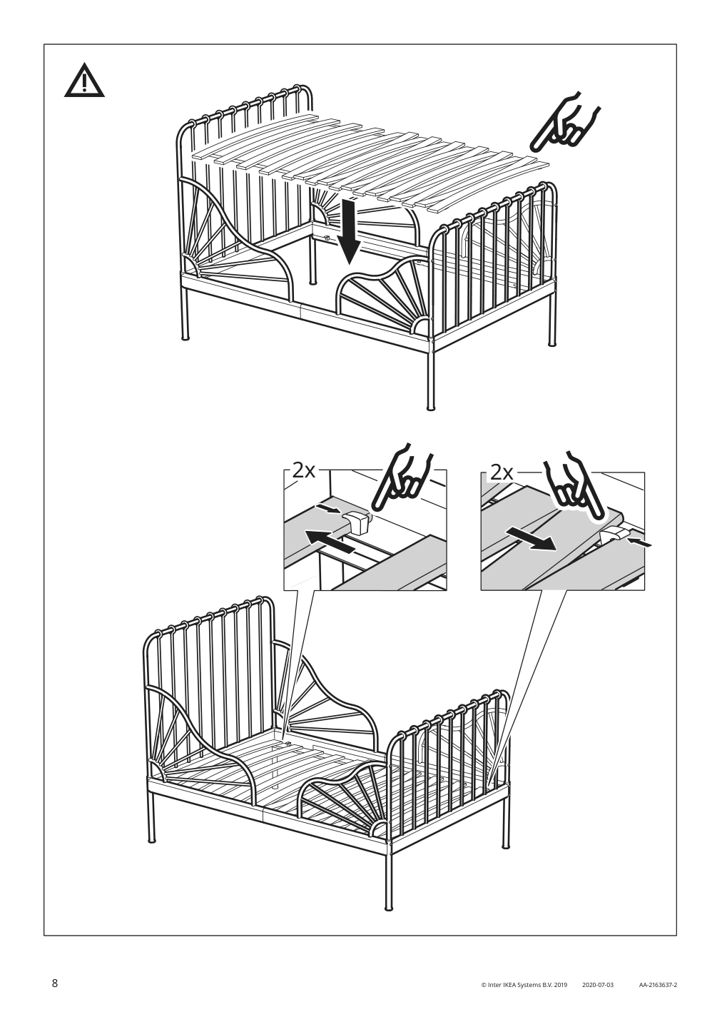 Assembly instructions for IKEA Minnen extendable bed frame white | Page 8 - IKEA MINNEN ext bed frame with slatted bed base 291.239.58