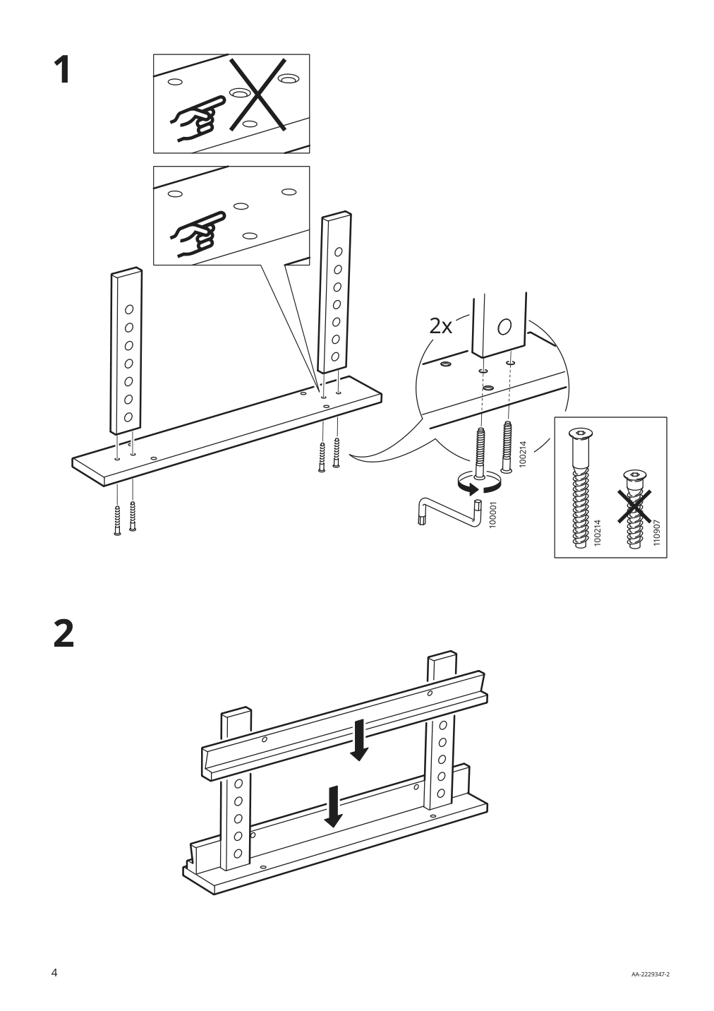 Assembly instructions for IKEA Mittback trestle birch | Page 4 - IKEA MITTBACK trestle 304.599.97