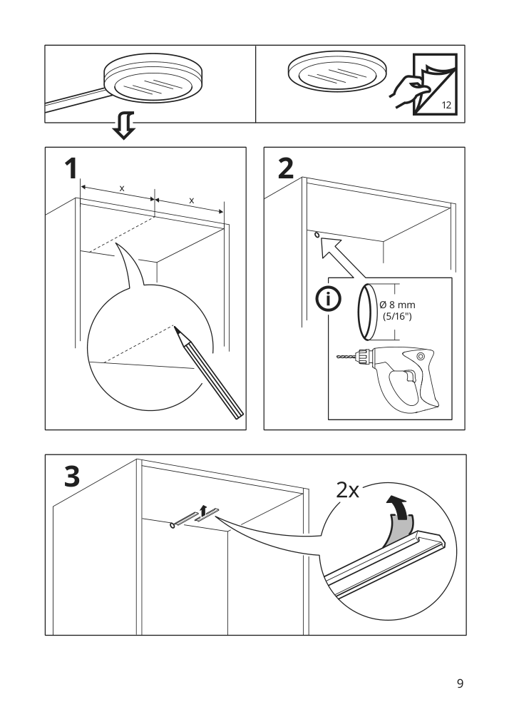 Assembly instructions for IKEA Mittled led spotlight dimmable aluminum color | Page 9 - IKEA MITTLED LED spotlight 104.353.99