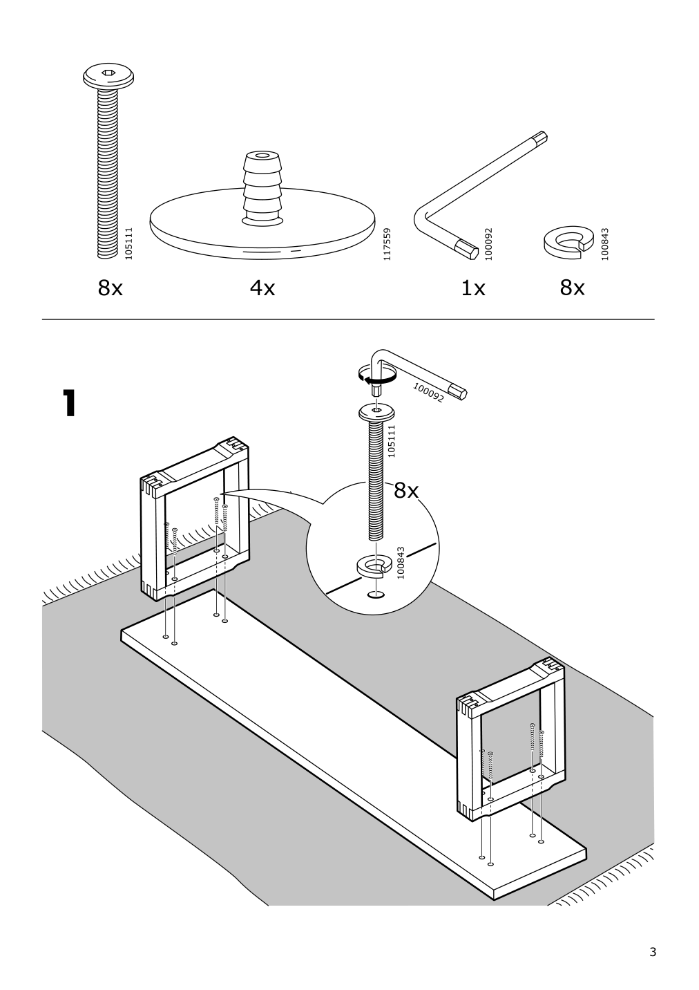 Assembly instructions for IKEA Moerbylanga bench oak veneer brown stained | Page 3 - IKEA MÖRBYLÅNGA bench 503.482.58