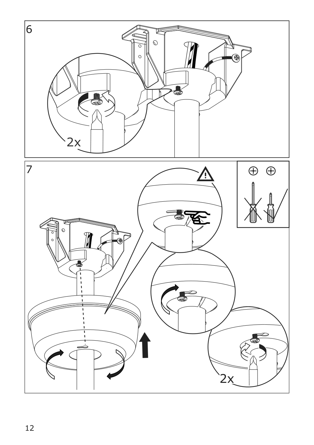 Assembly instructions for IKEA Molnighet 3 blade ceiling fan plastic white | Page 12 - IKEA MOLNIGHET 3-blade ceiling fan 904.242.74