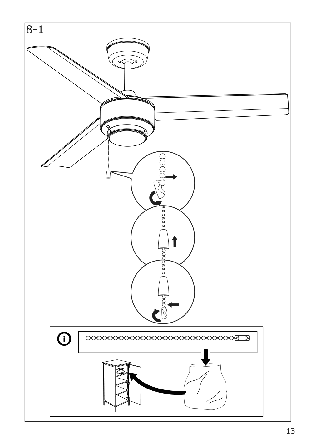 Assembly instructions for IKEA Molnighet 3 blade ceiling fan plastic white | Page 13 - IKEA MOLNIGHET 3-blade ceiling fan 904.242.74