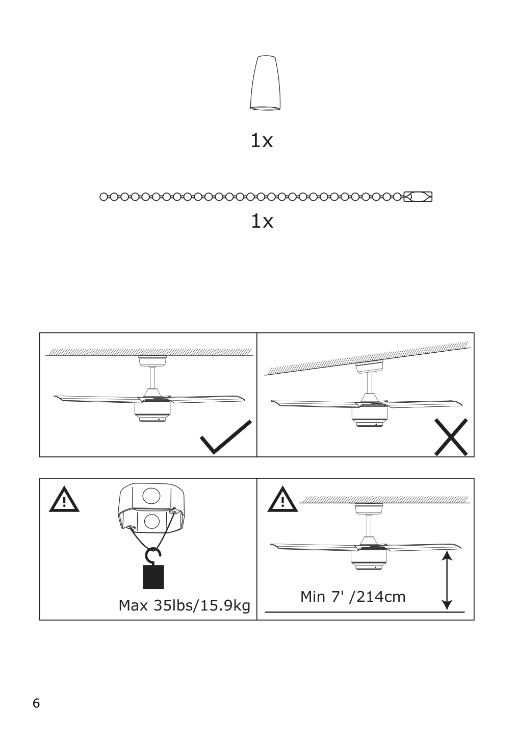 Assembly instructions for IKEA Molnighet 3 blade ceiling fan plastic white | Page 6 - IKEA MOLNIGHET 3-blade ceiling fan 904.242.74