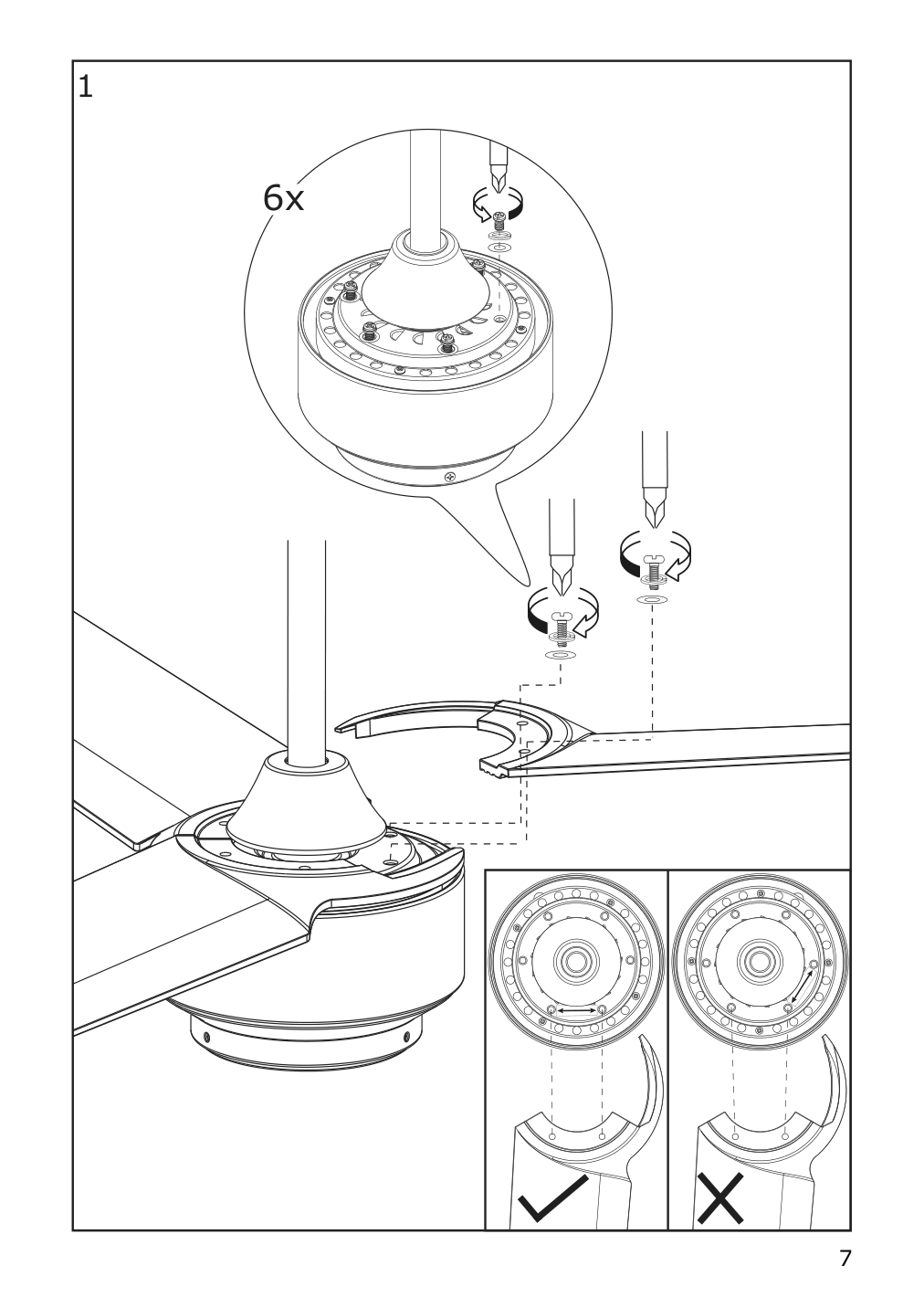 Assembly instructions for IKEA Molnighet 3 blade ceiling fan plastic white | Page 7 - IKEA MOLNIGHET 3-blade ceiling fan 904.242.74