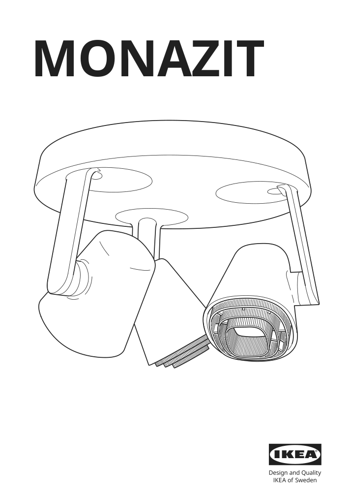 Assembly instructions for IKEA Monazit ceiling spotlight with 3 lights nickel plated | Page 1 - IKEA MONAZIT ceiling spotlight with 3 lights 904.076.46