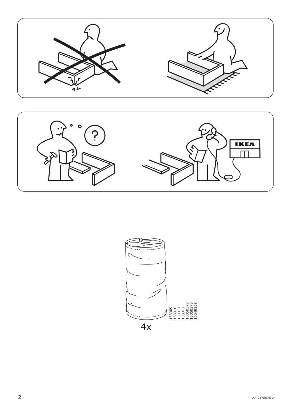 Assembly instructions for IKEA Morabo loveseat frame gunnared dark gray | Page 2 - IKEA MORABO sectional 4-seat with chaise  795.543.23