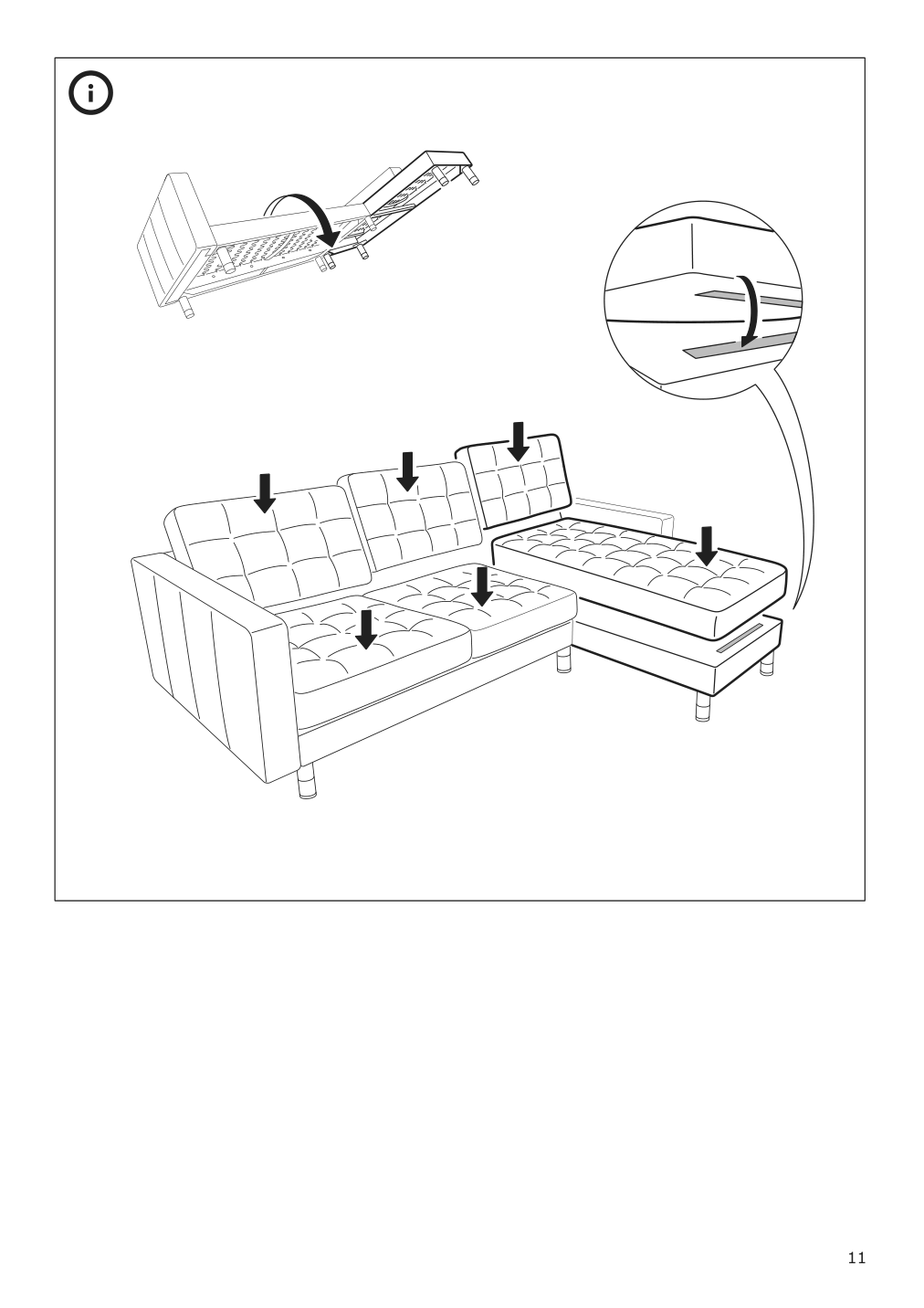 Assembly instructions for IKEA Morabo chaise section frame grann bomstad black | Page 11 - IKEA MORABO 5-seat sofa with chaises 994.423.96