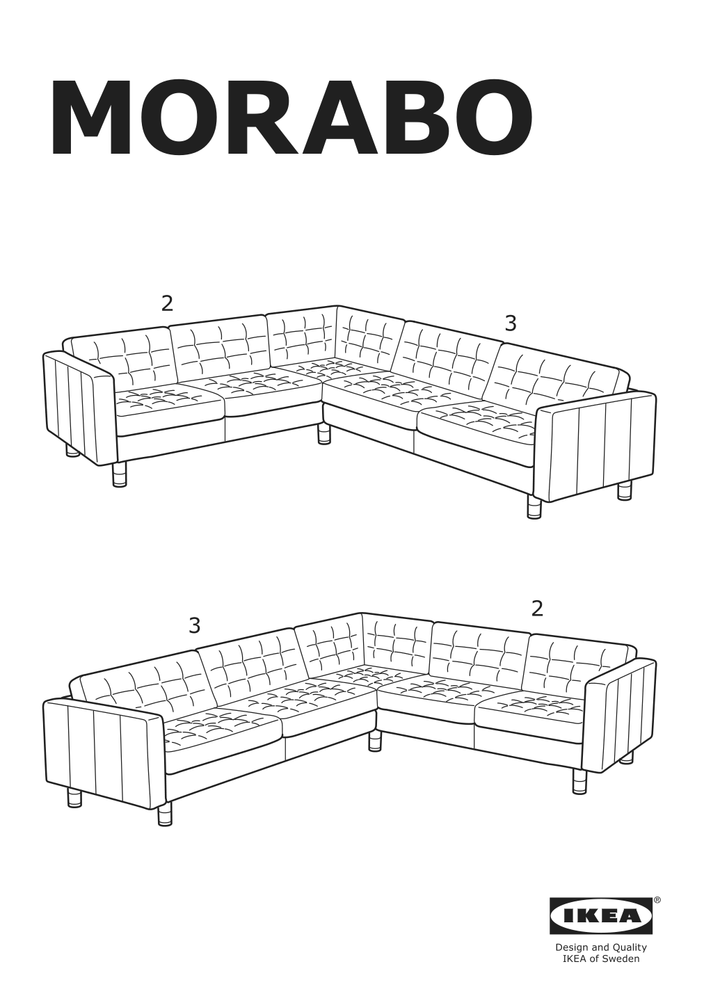 Assembly instructions for IKEA Morabo frame for corner sectional 5 seat grann bomstad dark beige | Page 1 - IKEA MORABO sectional, 5-seat corner 692.757.04