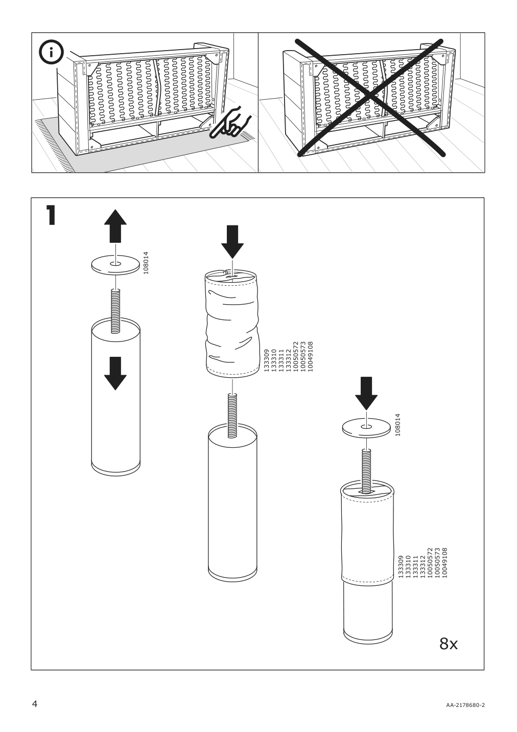 Assembly instructions for IKEA Morabo frame for corner sectional 5 seat grann bomstad golden brown | Page 4 - IKEA MORABO sectional, 5-seat corner 492.691.67