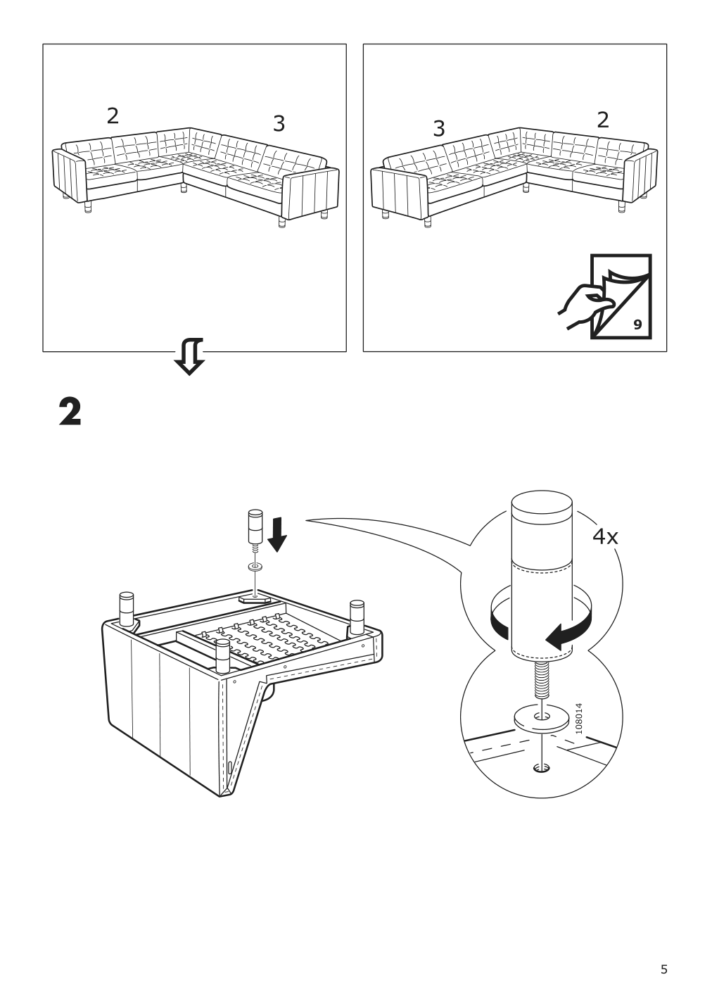 Assembly instructions for IKEA Morabo frame for corner sectional 5 seat grann bomstad golden brown | Page 5 - IKEA MORABO sectional, 5-seat corner 492.691.67