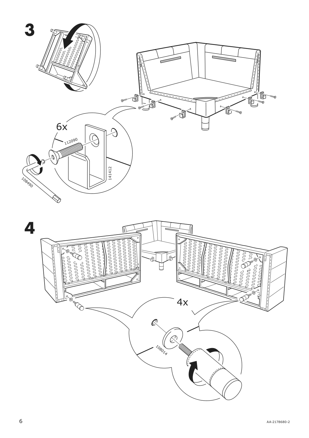 Assembly instructions for IKEA Morabo frame for corner sectional 5 seat gunnared light green | Page 6 - IKEA MORABO sectional, 5-seat 192.702.33