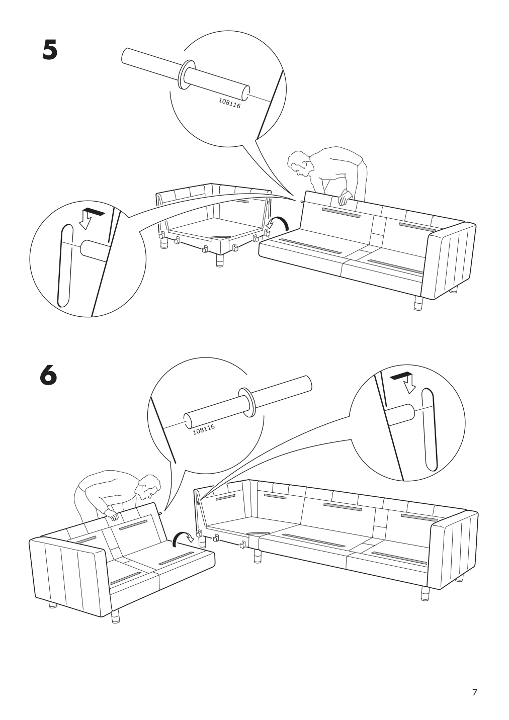 Assembly instructions for IKEA Morabo frame for corner sectional 5 seat gunnared dark gray | Page 7 - IKEA MORABO sectional, 5-seat 392.702.27