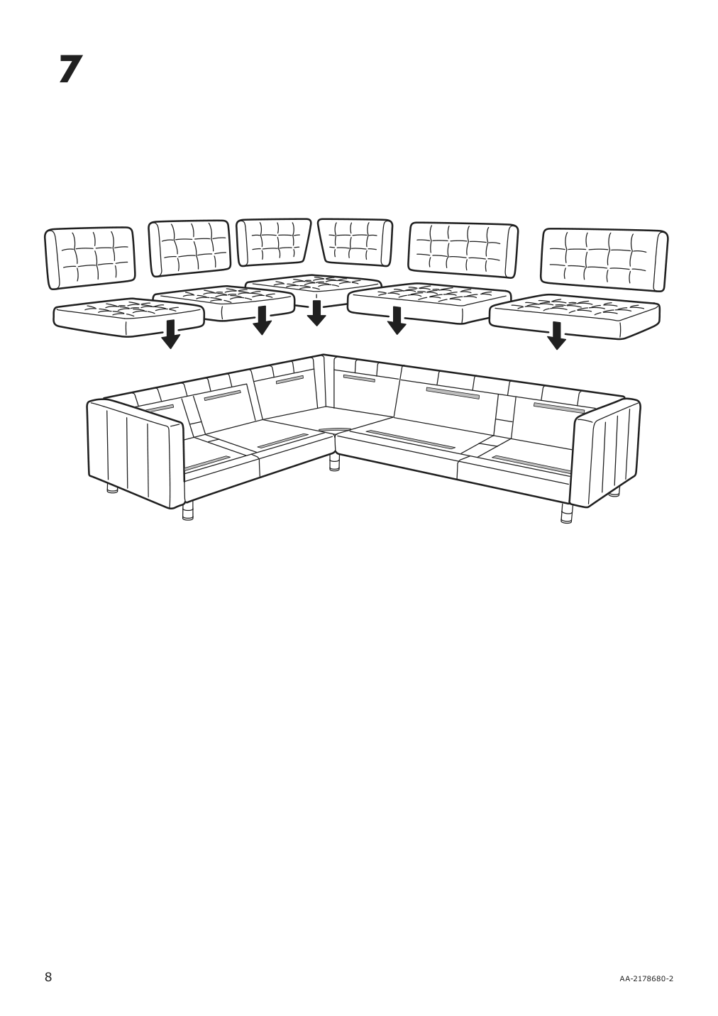 Assembly instructions for IKEA Morabo frame for corner sectional 5 seat gunnared dark gray | Page 8 - IKEA MORABO sectional, 5-seat 392.702.27