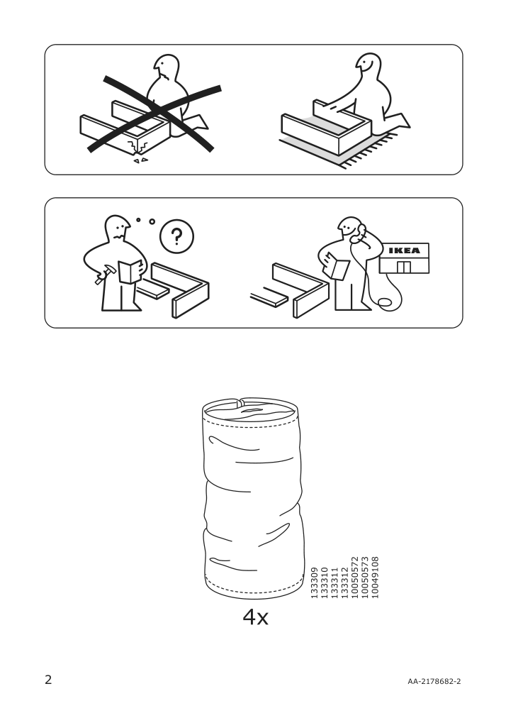 Assembly instructions for IKEA Morabo ottoman frame grann bomstad golden brown | Page 2 - IKEA MORABO ottoman 392.691.82