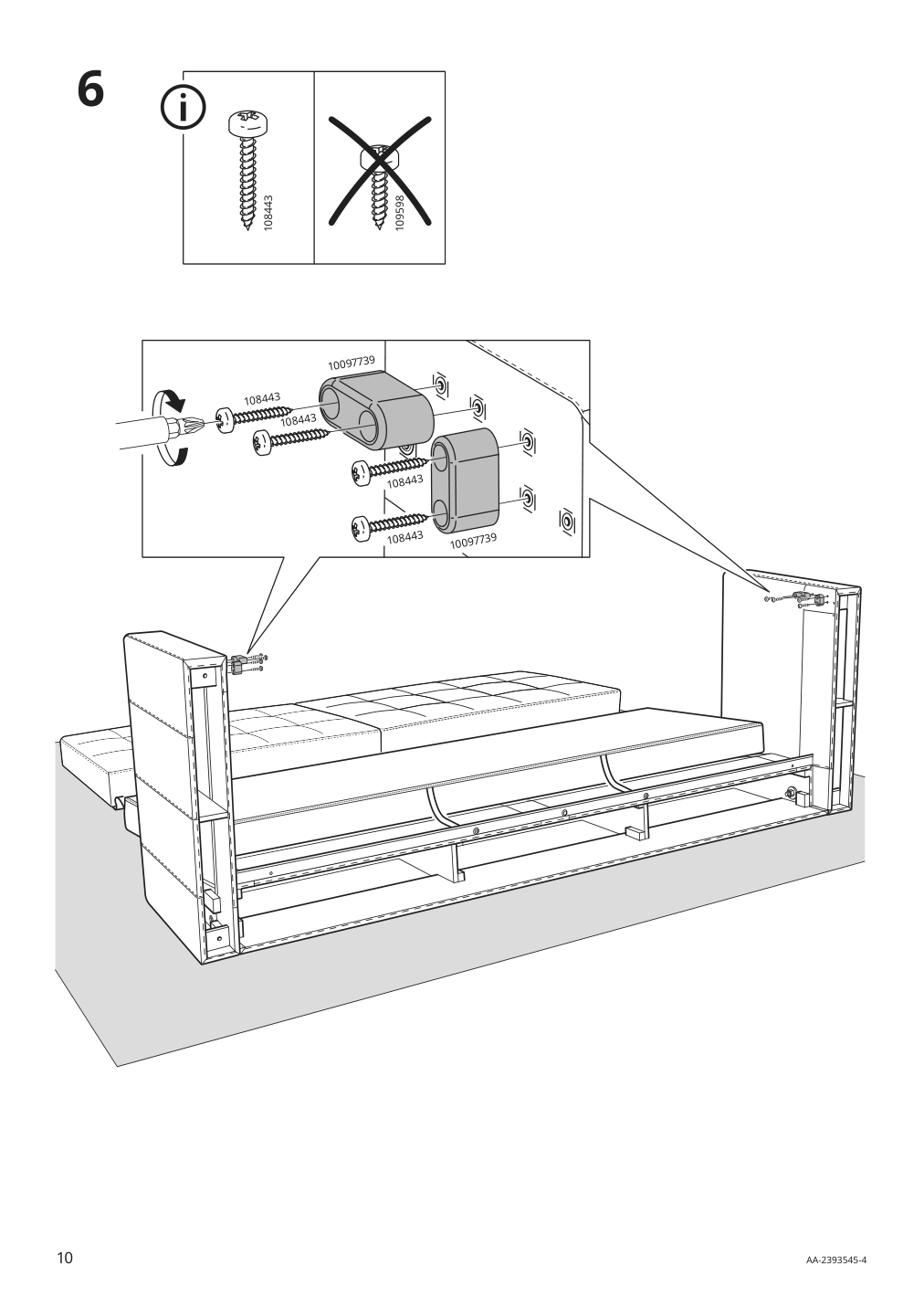 Assembly instructions for IKEA Morabo sleeper sofa grann bomstad black | Page 10 - IKEA MORABO sleeper sofa 194.913.19