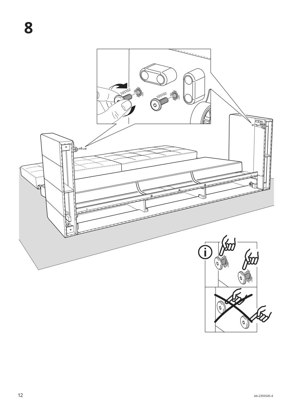 Assembly instructions for IKEA Morabo sleeper sofa grann bomstad black | Page 12 - IKEA MORABO sleeper sofa 194.913.19