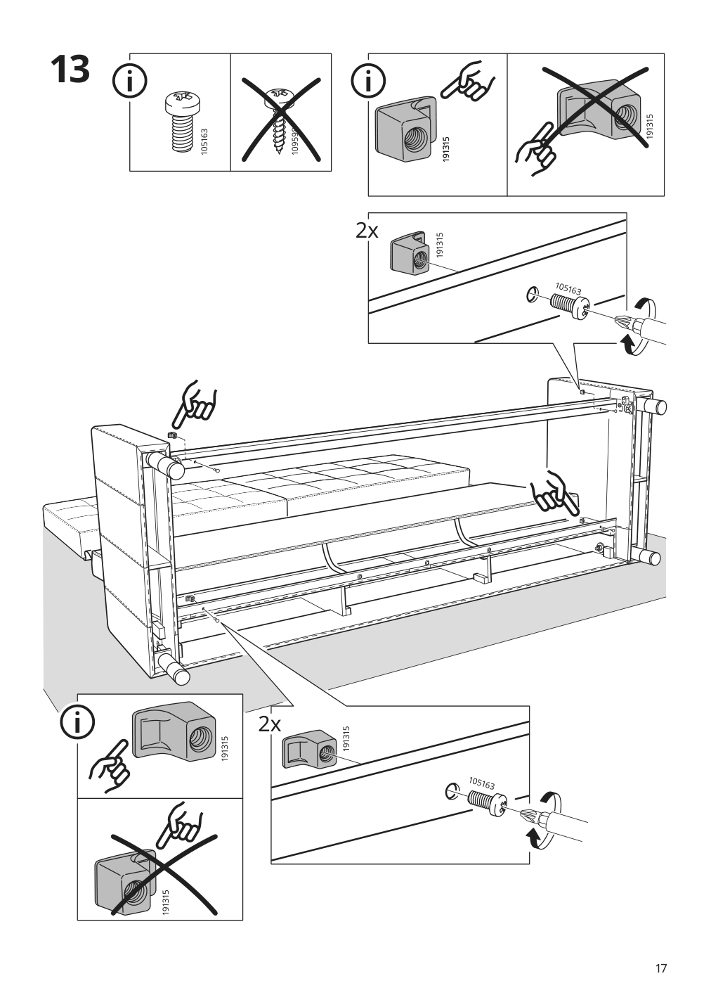 Assembly instructions for IKEA Morabo sleeper sofa grann bomstad golden brown | Page 17 - IKEA MORABO sleeper sofa 994.913.20