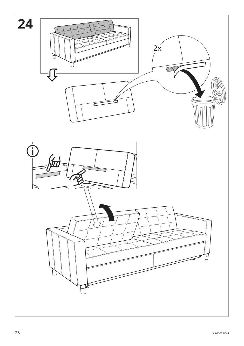 Assembly instructions for IKEA Morabo sleeper sofa grann bomstad golden brown | Page 28 - IKEA MORABO sleeper sofa 394.913.23