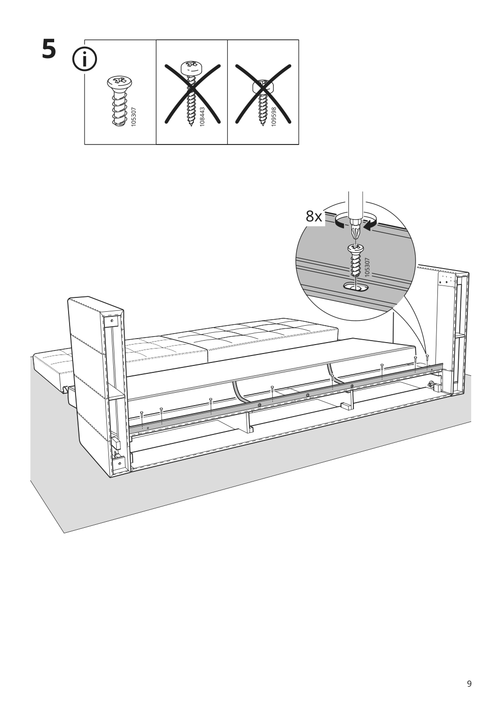 Assembly instructions for IKEA Morabo sleeper sofa grann bomstad black | Page 9 - IKEA MORABO sleeper sofa 194.913.19