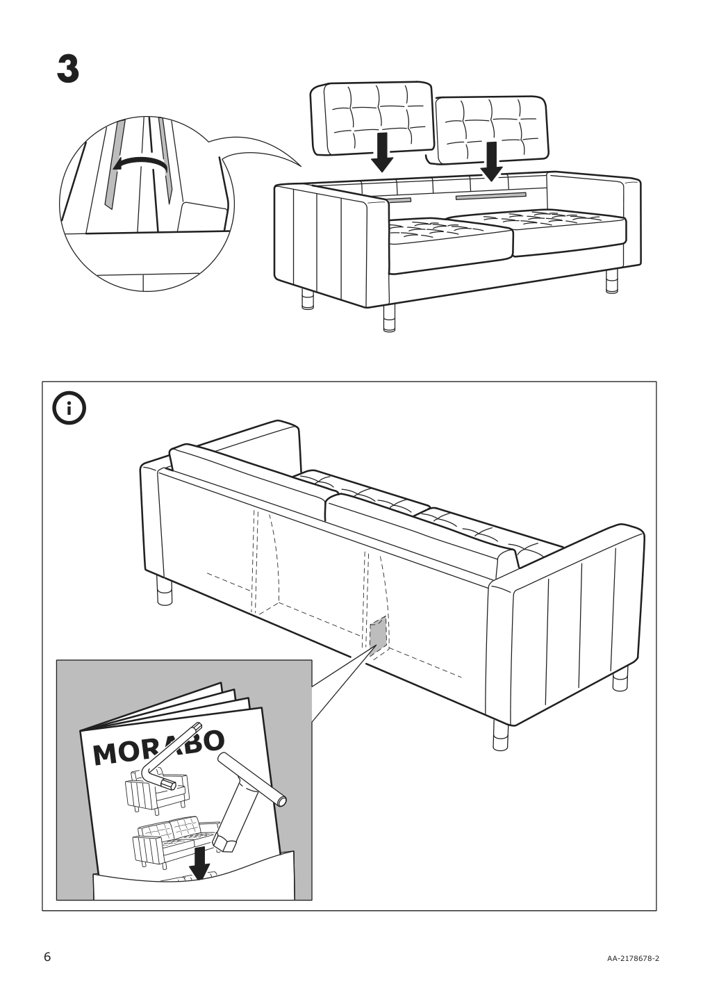 Assembly instructions for IKEA Morabo sofa frame grann bomstad dark beige | Page 6 - IKEA MORABO sofa 392.757.72