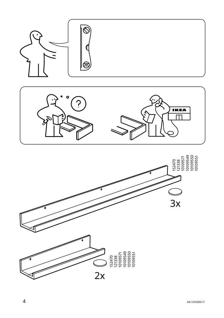 Assembly instructions for IKEA Mosslanda picture ledge white stained pine effect | Page 4 - IKEA MOSSLANDA picture ledge 404.978.14