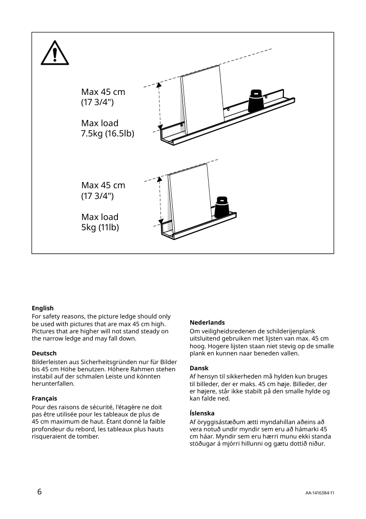 Assembly instructions for IKEA Mosslanda picture ledge white stained pine effect | Page 6 - IKEA MOSSLANDA picture ledge 404.978.14