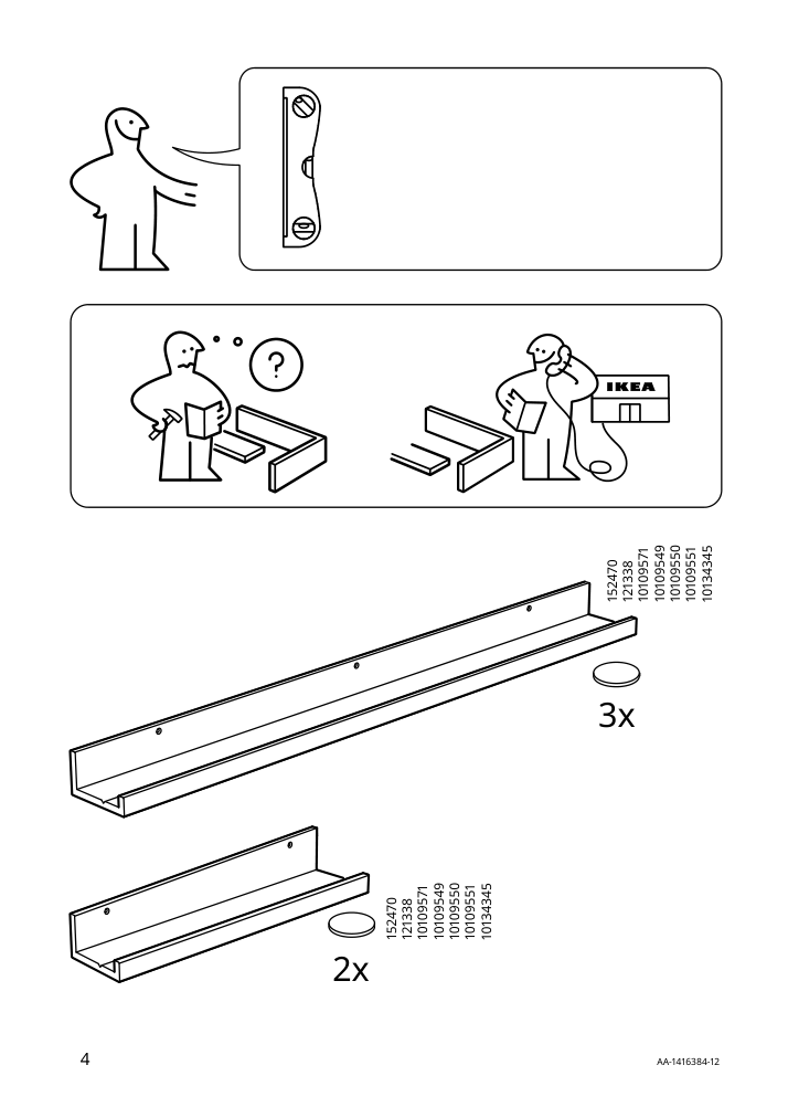 Assembly instructions for IKEA Mosslanda picture ledge white stained pine effect | Page 4 - IKEA MOSSLANDA picture ledge 104.978.15