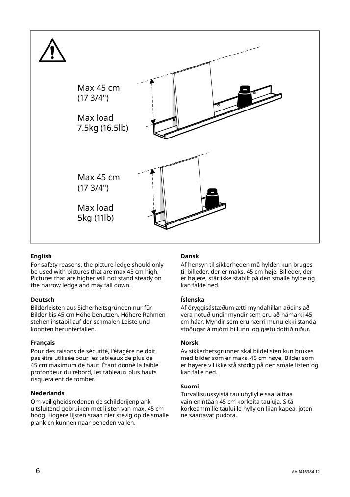 Assembly instructions for IKEA Mosslanda picture ledge white stained pine effect | Page 6 - IKEA MOSSLANDA picture ledge 104.978.15