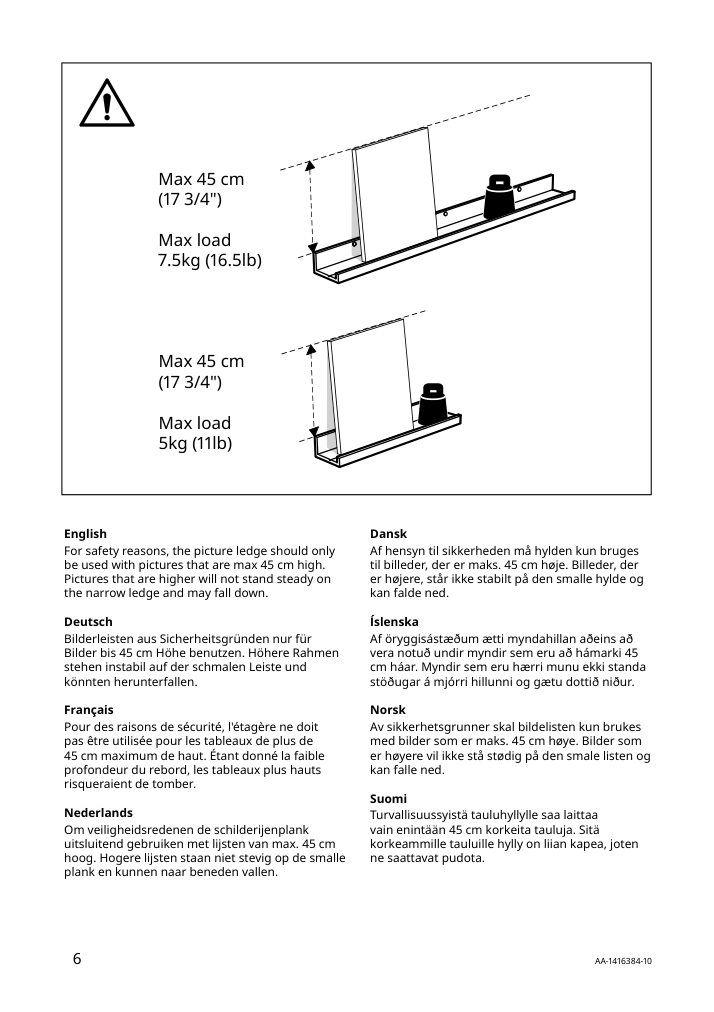 Assembly instructions for IKEA Mosslanda picture ledge white | Page 6 - IKEA MOSSLANDA picture ledge 902.921.03