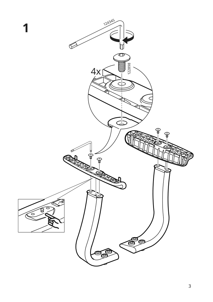 Assembly instructions for IKEA Mullfjaellet armrest naggen beige | Page 3 - IKEA MULLFJÄLLET conference chair with casters 193.997.97