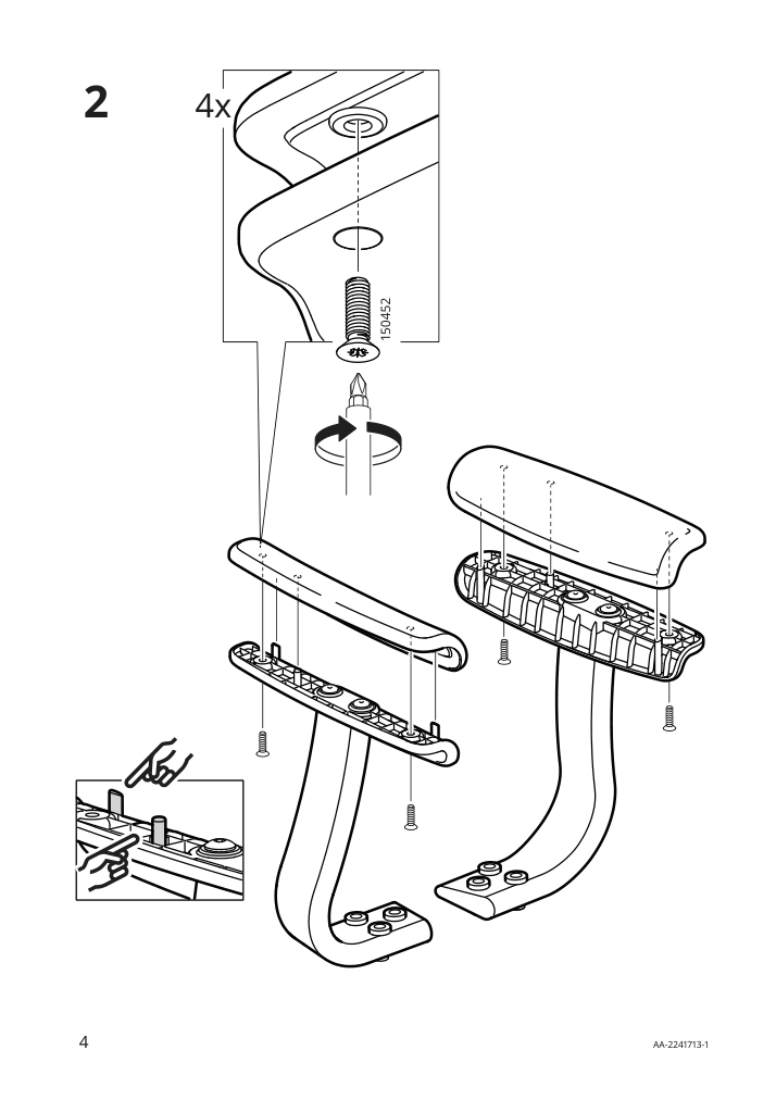 Assembly instructions for IKEA Mullfjaellet armrest naggen beige | Page 4 - IKEA MULLFJÄLLET conference chair with casters 193.997.97