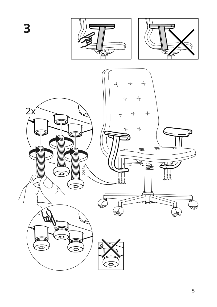 Assembly instructions for IKEA Mullfjaellet armrest naggen beige | Page 5 - IKEA MULLFJÄLLET conference chair with casters 193.997.97