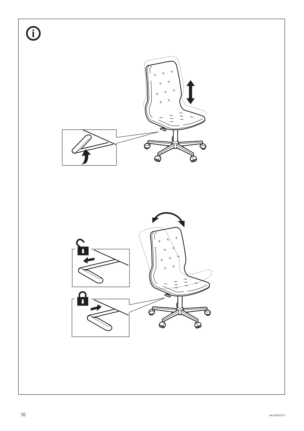 Assembly instructions for IKEA Mullfjaellet conference chair with casters naggen dark gray | Page 10 - IKEA MULLFJÄLLET conference chair with casters 804.724.92