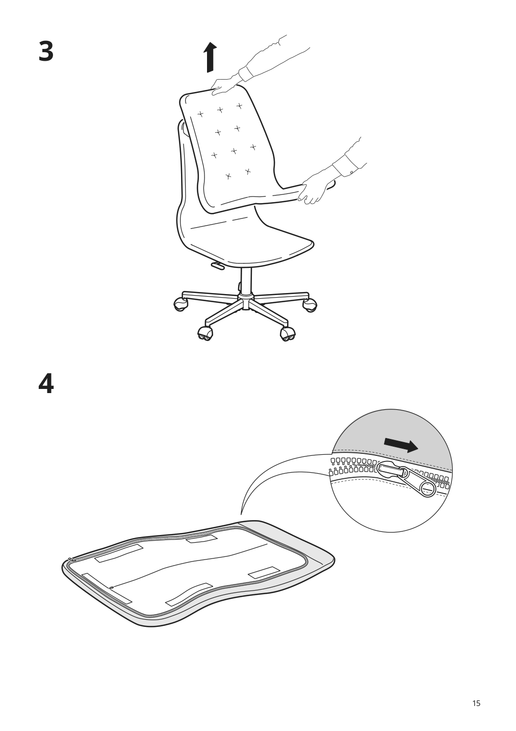 Assembly instructions for IKEA Mullfjaellet conference chair with casters naggen dark gray | Page 15 - IKEA MULLFJÄLLET conference chair with casters 804.724.92