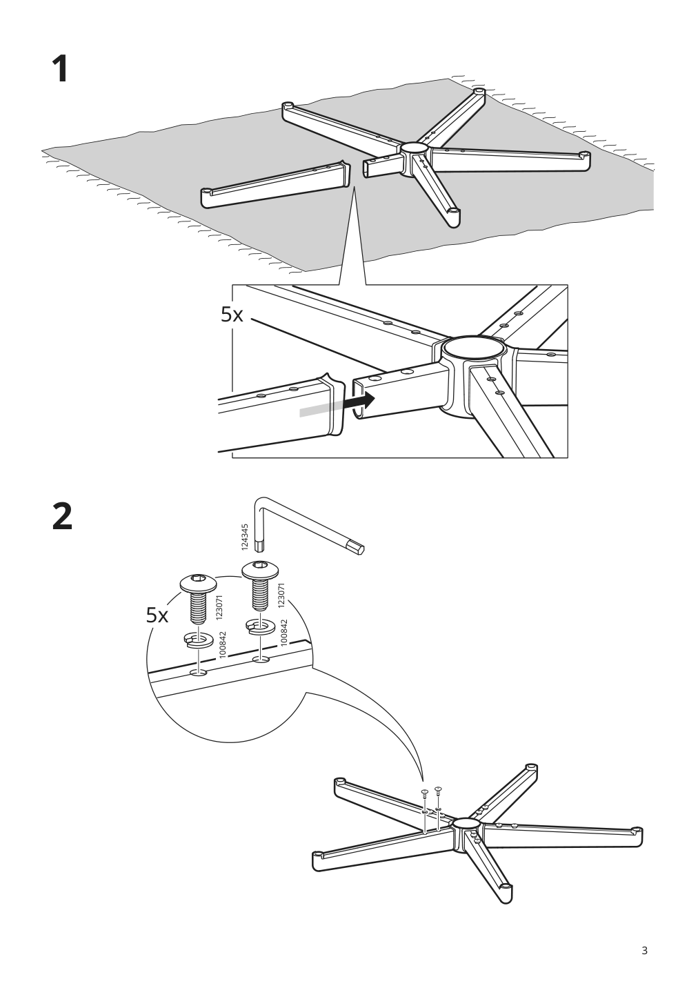 Assembly instructions for IKEA Mullfjaellet conference chair with casters naggen dark gray | Page 3 - IKEA MULLFJÄLLET conference chair with casters 804.724.92