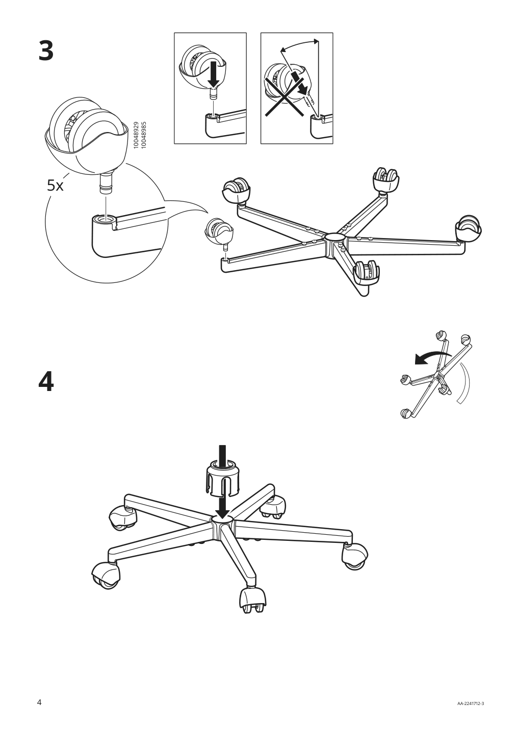 Assembly instructions for IKEA Mullfjaellet conference chair with casters naggen dark gray | Page 4 - IKEA MULLFJÄLLET conference chair with casters 804.724.92