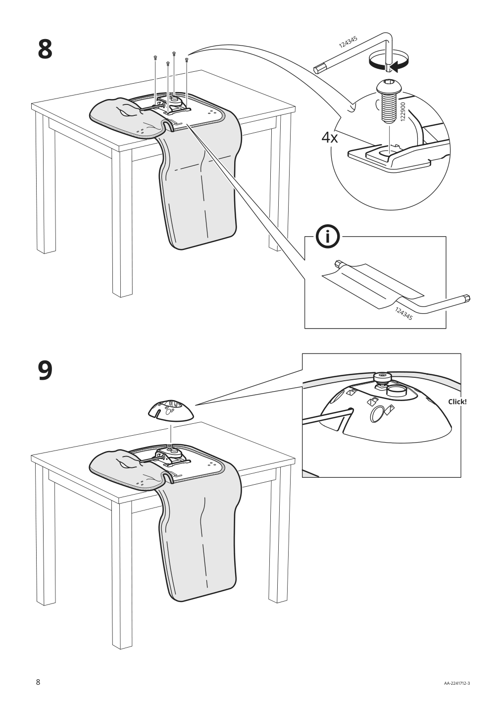 Assembly instructions for IKEA Mullfjaellet conference chair with casters naggen dark gray | Page 8 - IKEA MULLFJÄLLET conference chair with casters 804.724.92